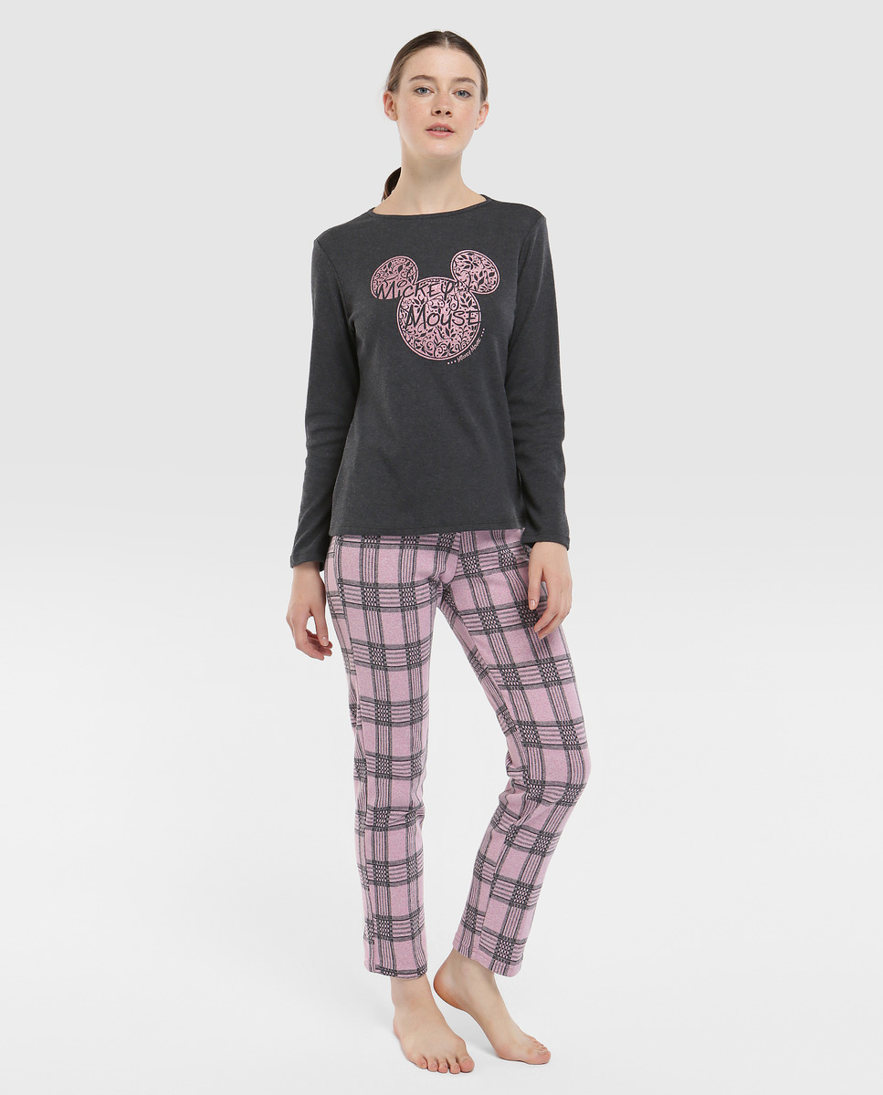 Pijama de mujer Disney con silueta de Minnie y estampado de cuadros