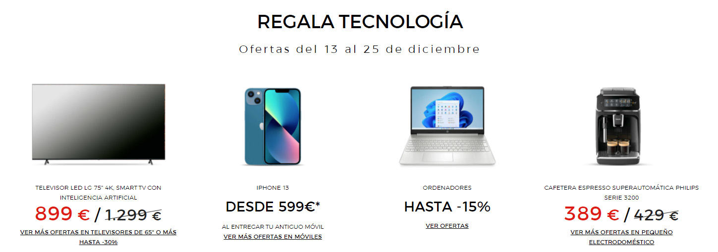 Regala tecnología Corte inglés