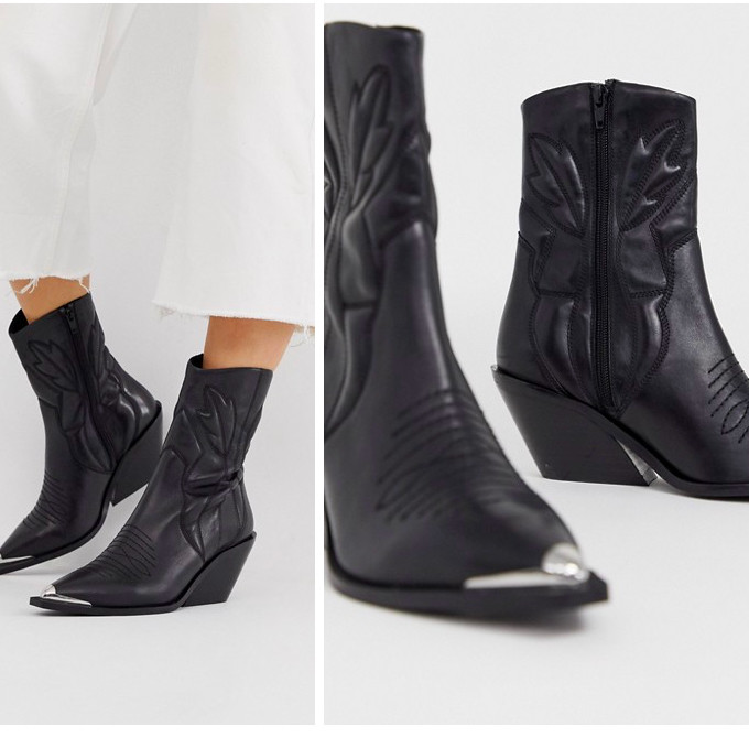 Botas de estilo western en cuero negro Arkansas de ASOS DESIGN deAsospor96,99 euros.