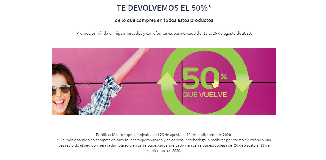 Promoción Carrefour 50% que vuelve