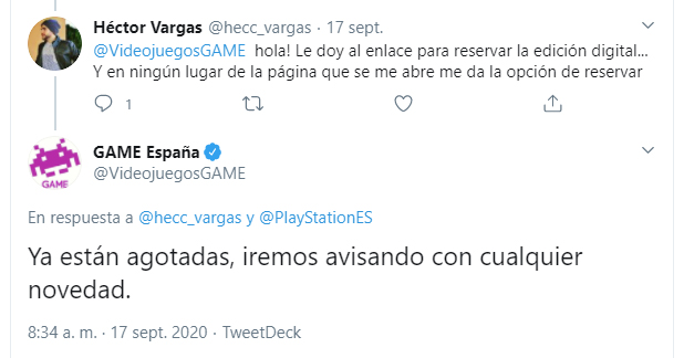 PS5 reservas agotadas