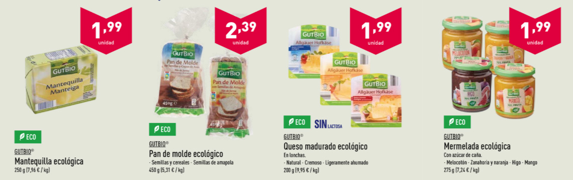 Productos ecológicos de Aldi