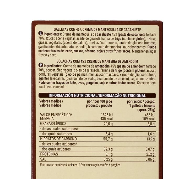 Descripción de los ingredientes de las galletas de Mercadona