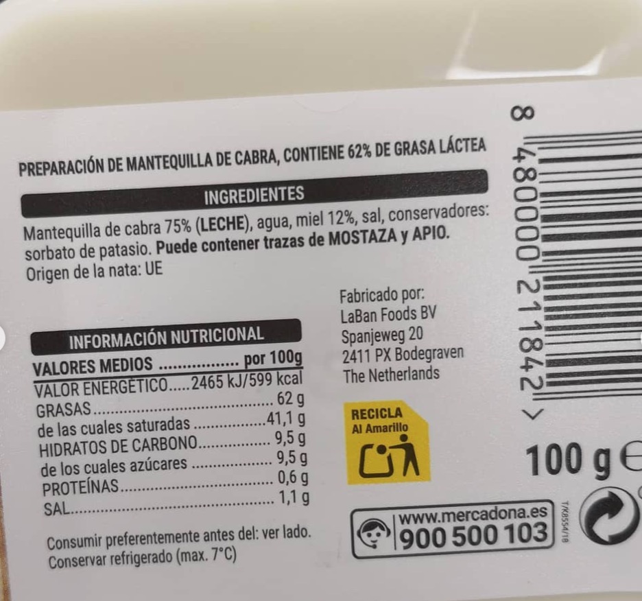 Ingredientes de las nuevas mantequillas de Mercadona