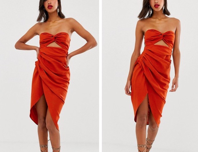 Vestido midi con tirantes en la espalda en lino de ASOS EDITION deAsospor103,99 euros72,49 euros.