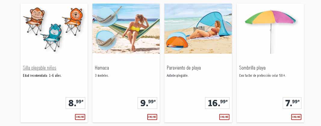 Productos de playa Lidl