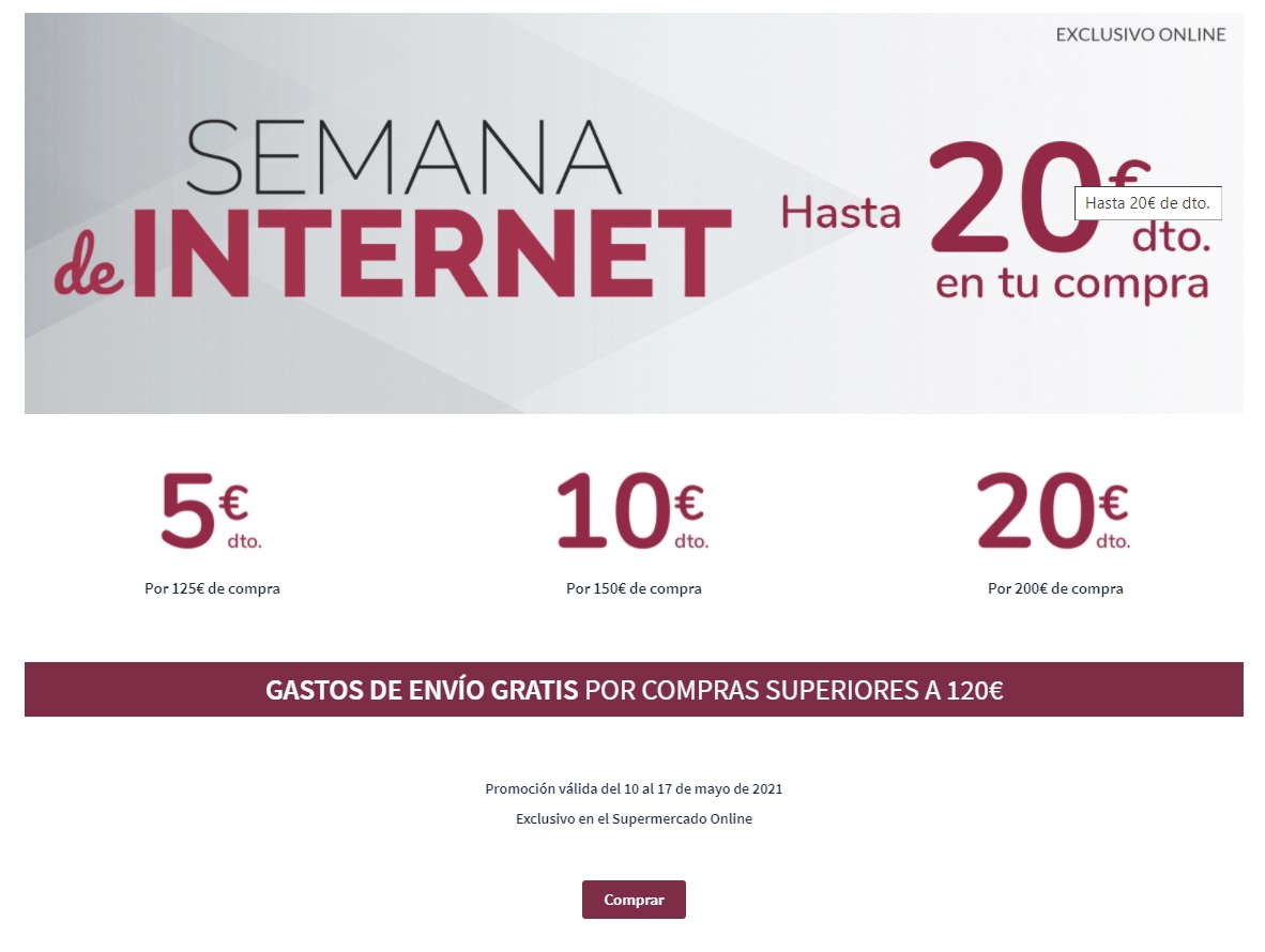 ofrece hasta 20 euros de descuento en tu compra por la Semana de Internet De