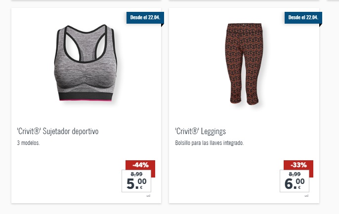 Ropa deportiva Lidl desde 4 De