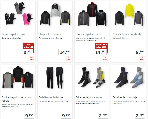 Lidl: todos los artículos de deporte desde 2.50 y hasta 14.99 euros