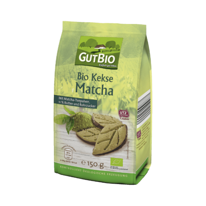 Galletas ecológicas Gutbio sabor té matcha y manzana con semillas chía en Aldi: beneficios