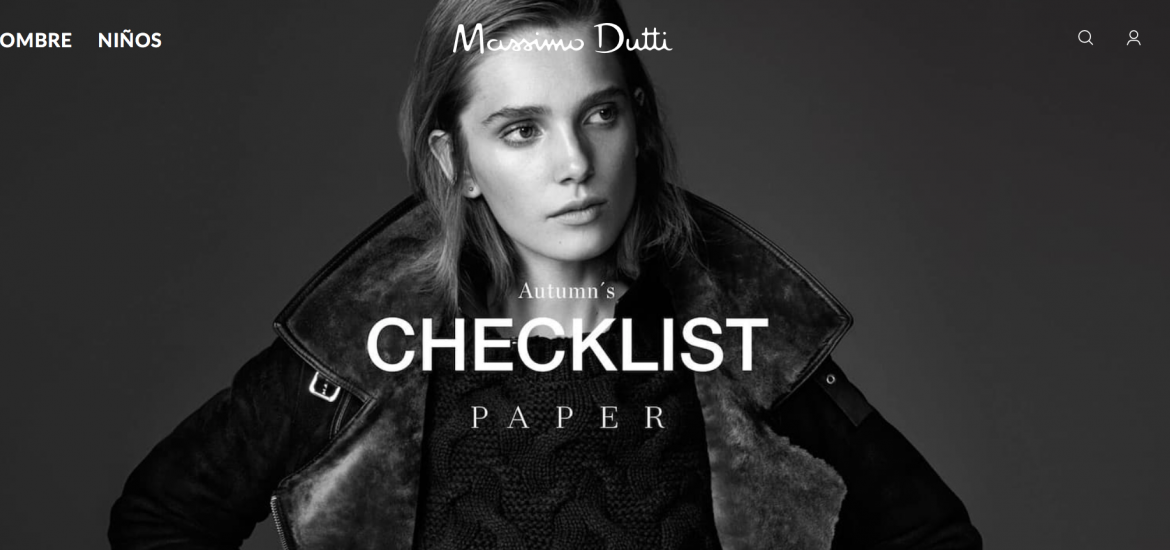 Front page de la web de Massimo Dutti